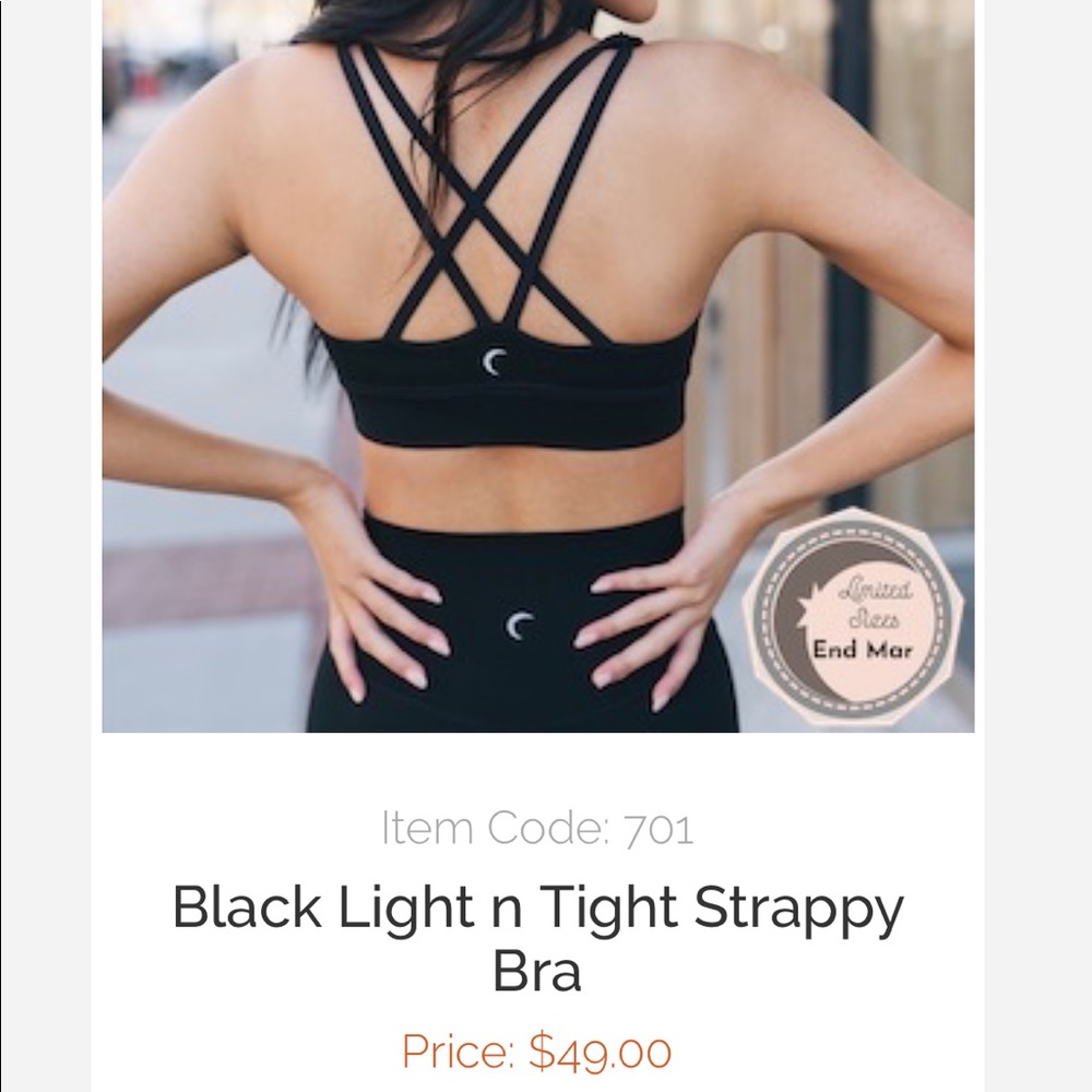 Black Zyia LNT Strappy Back Sports bra Large NWT